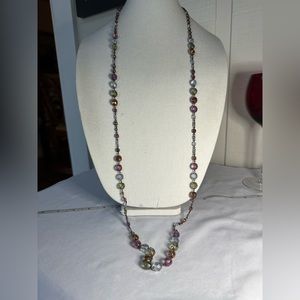 Ultra long feminine translucent faceted bead necklace